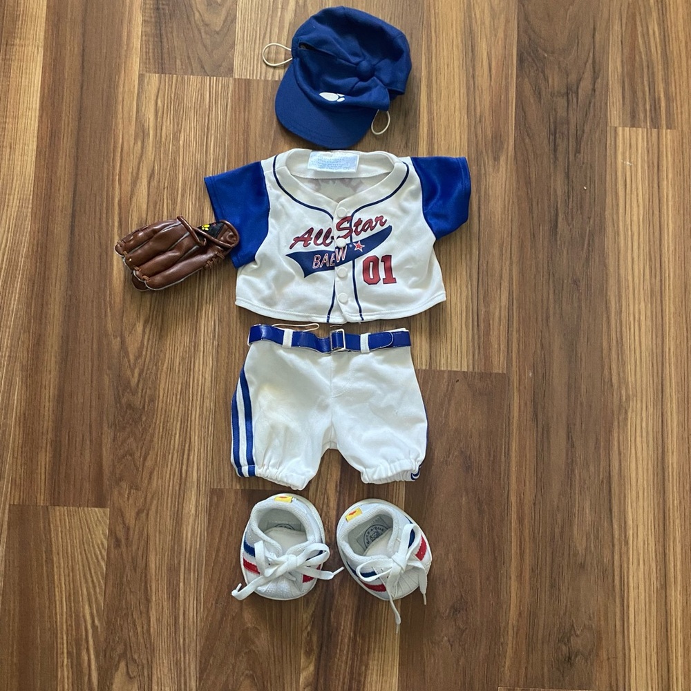 Build-a-bear All-Star baseball outfit, with shoes, mitt, and hat